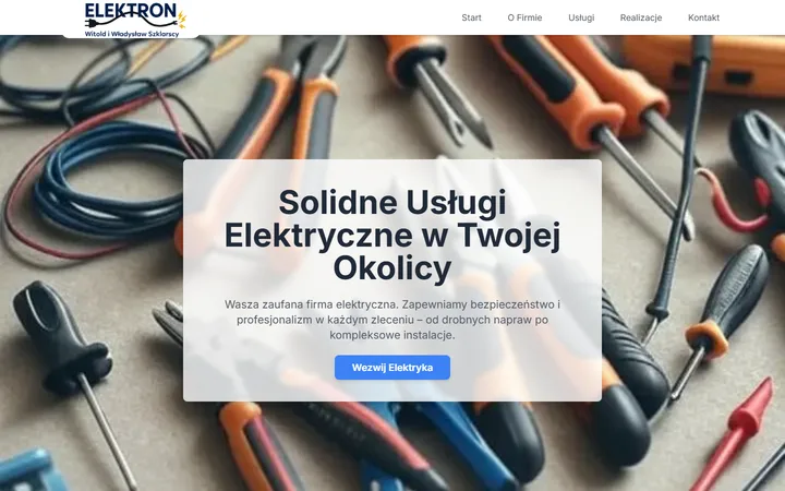 Strona internetowa usług elektrycznych Elektron