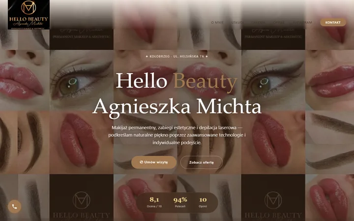 Strona internetowa Hello Beauty Agnieszka Michta w Kołobrzegu
