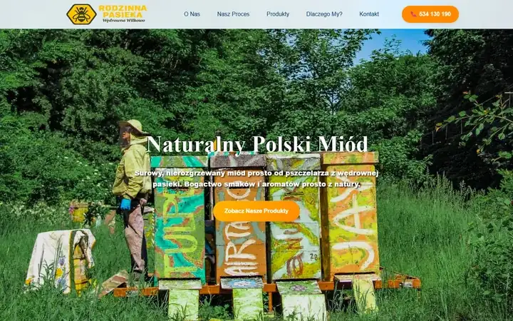 Strona internetowa rodzinnej pasieki — Pasieka Wilkowo